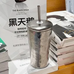 Pure Titanium Tumbler With Straw Lid Crystal Silver Pure Titanium Tumbler With Straw Lid Crystal Silver